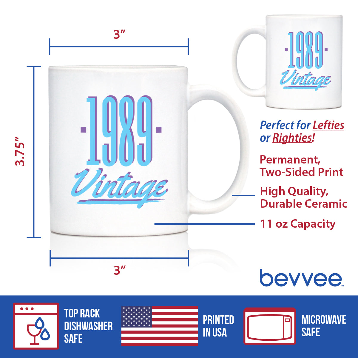 Vintage 1989 - Fun 36th Birthday Coffee Mug Gifts for Men &amp; Women Turning 36 - Retro Coffee Cups