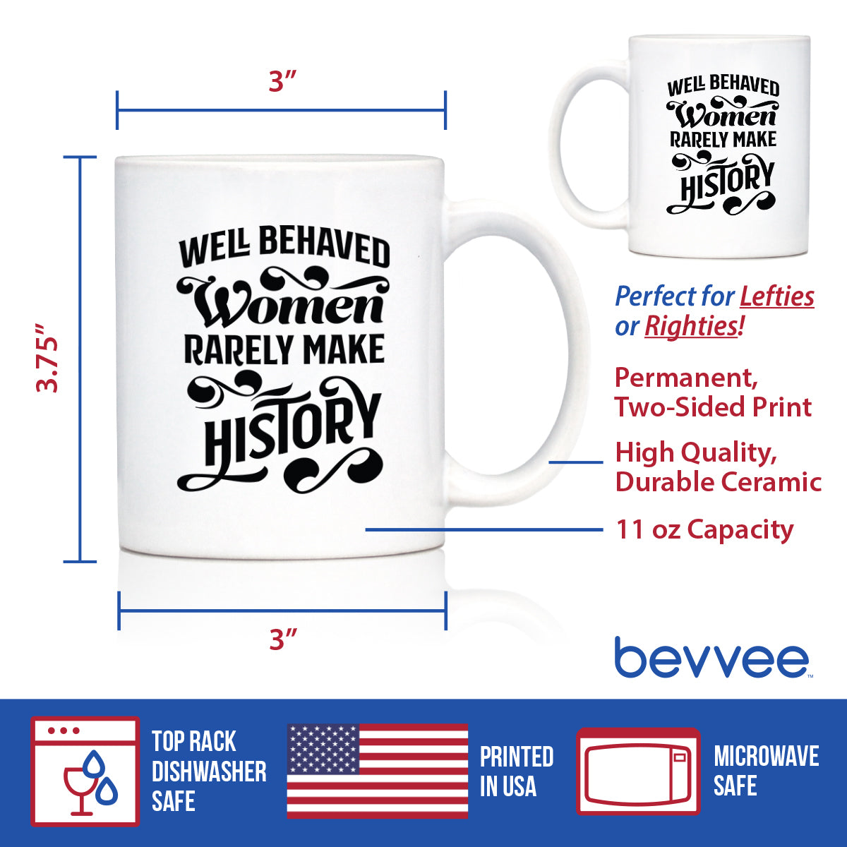 Well Behaved Women Rarely Make History Coffee Mug - Funny Feminism Gifts &amp; Decor