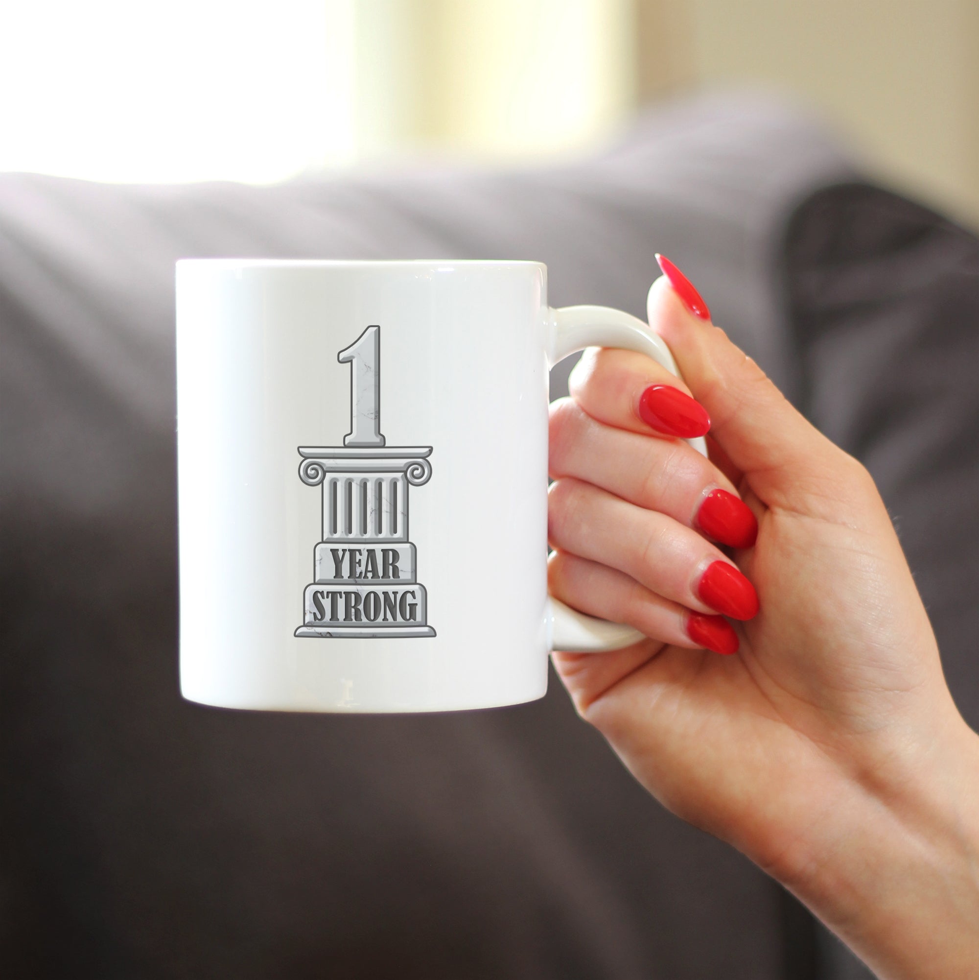 1 Year Strong Coffee Mug Gifts 1st Anniversary Party Decor White Ceramic Coffee Cup