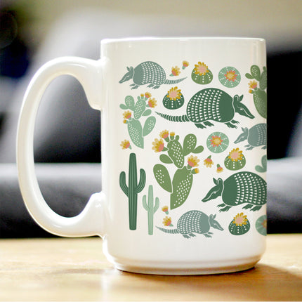 Armadillo Coffee Mug Texas Gifts and Souvenirs White Ceramic Coffee Cup