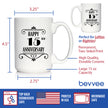 Happy 15th Anniversary Coffee Mug Gifts 15 Year Anniversary Art Deco Party Decor White Ceramic Coffee Cup