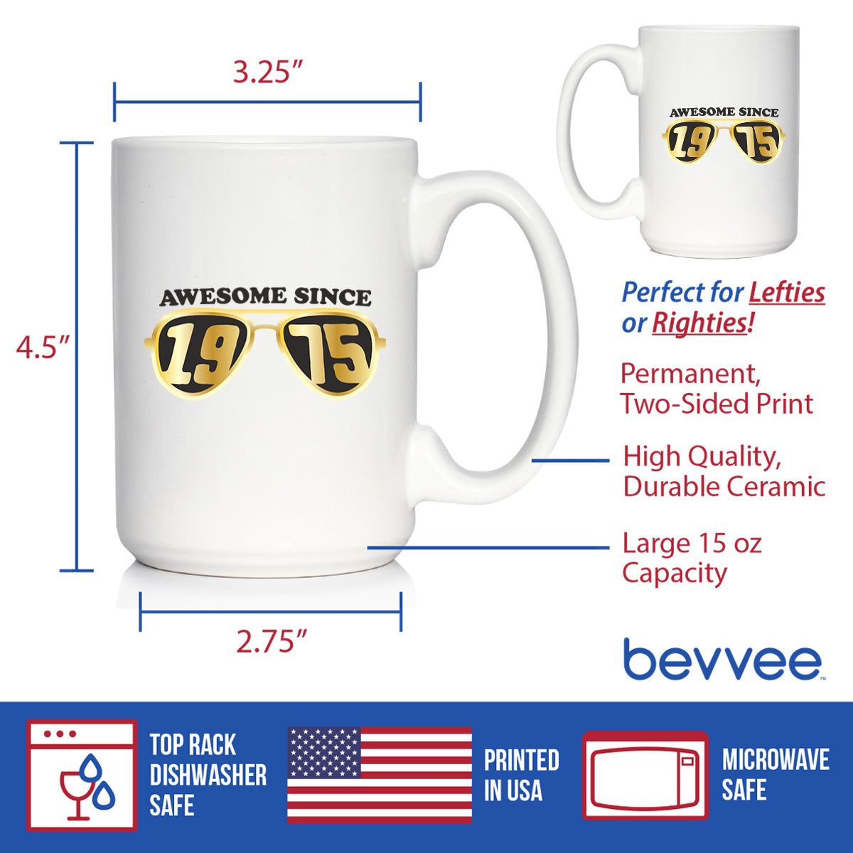 Awesome Since 1975 Coffee Mug 50th Birthday Gift Ideas White Ceramic Coffee Cup