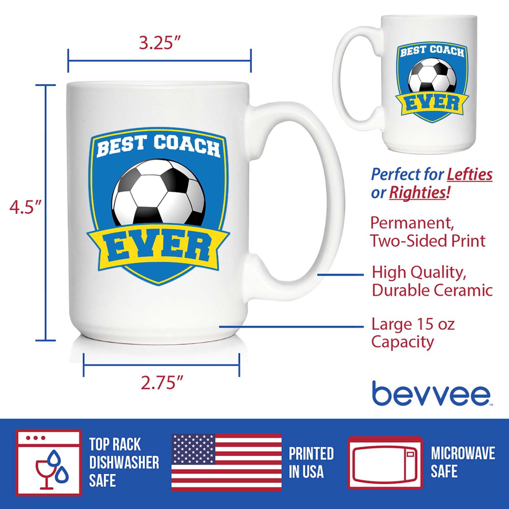 Soccer Coach Gifts for Coaches Coffee Mug Best Coach Ever White Ceramic Coffee Cup