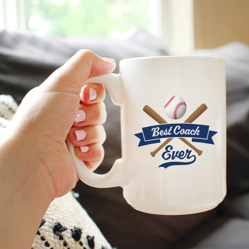 Baseball Gifts for Coaches Coffee Mug Best Coach Ever White Ceramic Coffee Cup