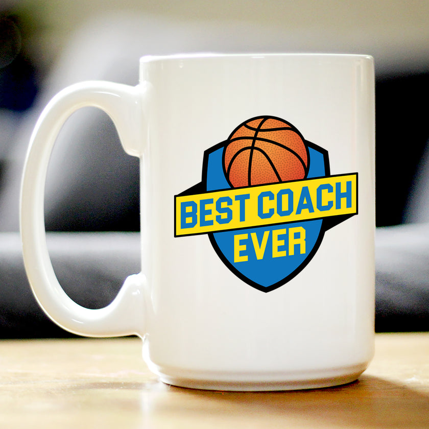 Basketball Coach Gifts for Coaches Coffee Mug Best Coach Ever White Ceramic Coffee Cup