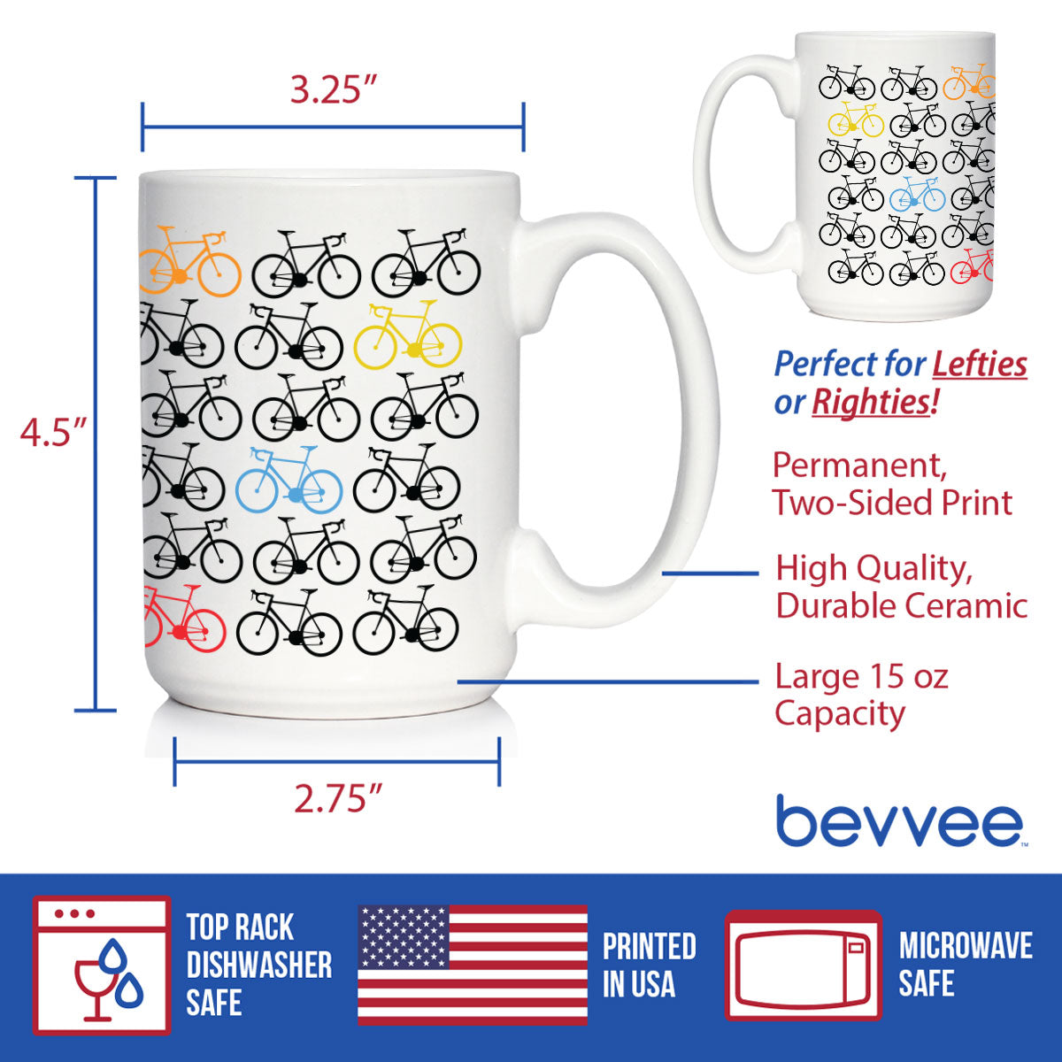 Bicycle Coffee Mug - Unique Road Biking Themed Decor and Gifts for Cyclists