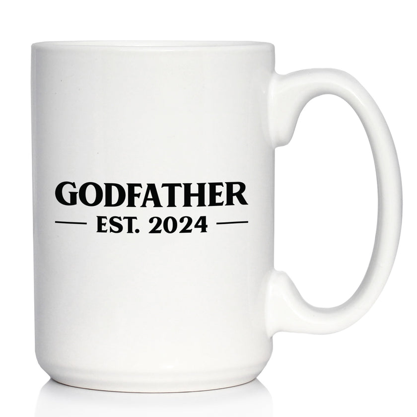 Godfather Est 2024 - New Godfather Coffee Mug Proposal Gift for First Time Godparents - Bold