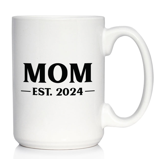 Mom Est 2024 - New Mother Coffee Mug Gift for First Time Parents - Bold
