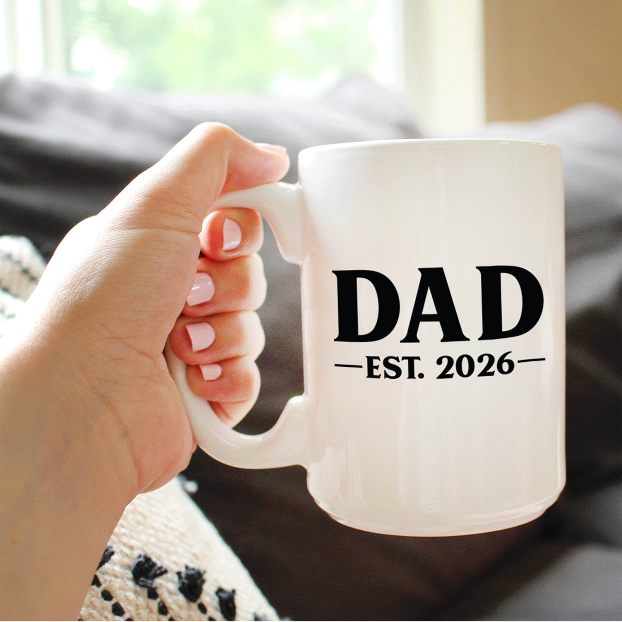 Dad Est 2026 - Coffee Mug - New Father Gift for First Time Parents - Bold White Ceramic Coffee Cup
