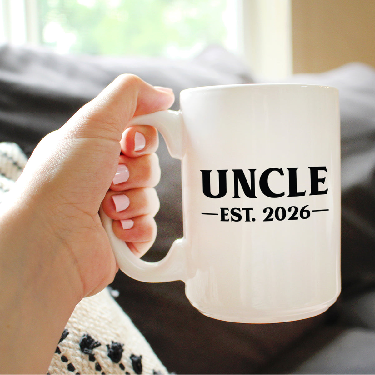 Uncle Est 2026 - Coffee Mug - New Uncle Gift for First Time Uncles - Bold White Ceramic Coffee Cup