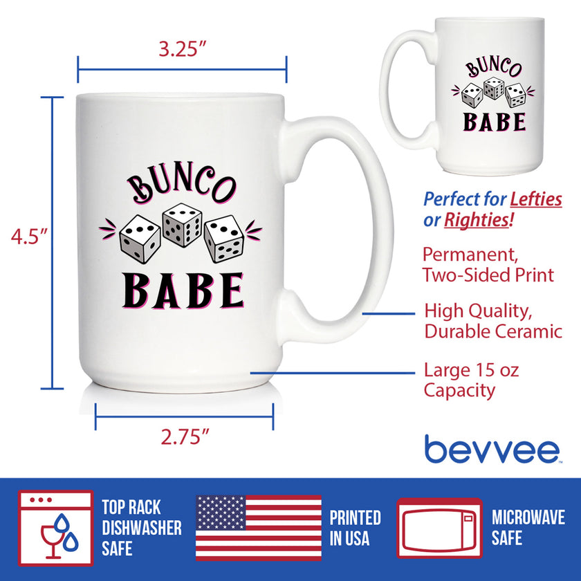 Bunco Babe Coffee Mug - Bunco Decor and Bunco Gifts for Women