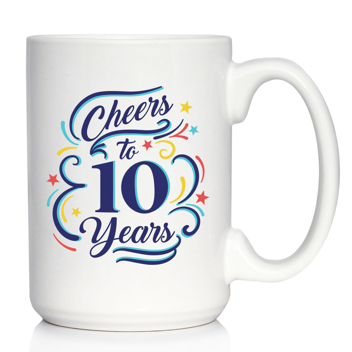 Cheers to 10 Years - Coffee Mug Gifts for Women &amp; Men - 10th Anniversary Party Decor