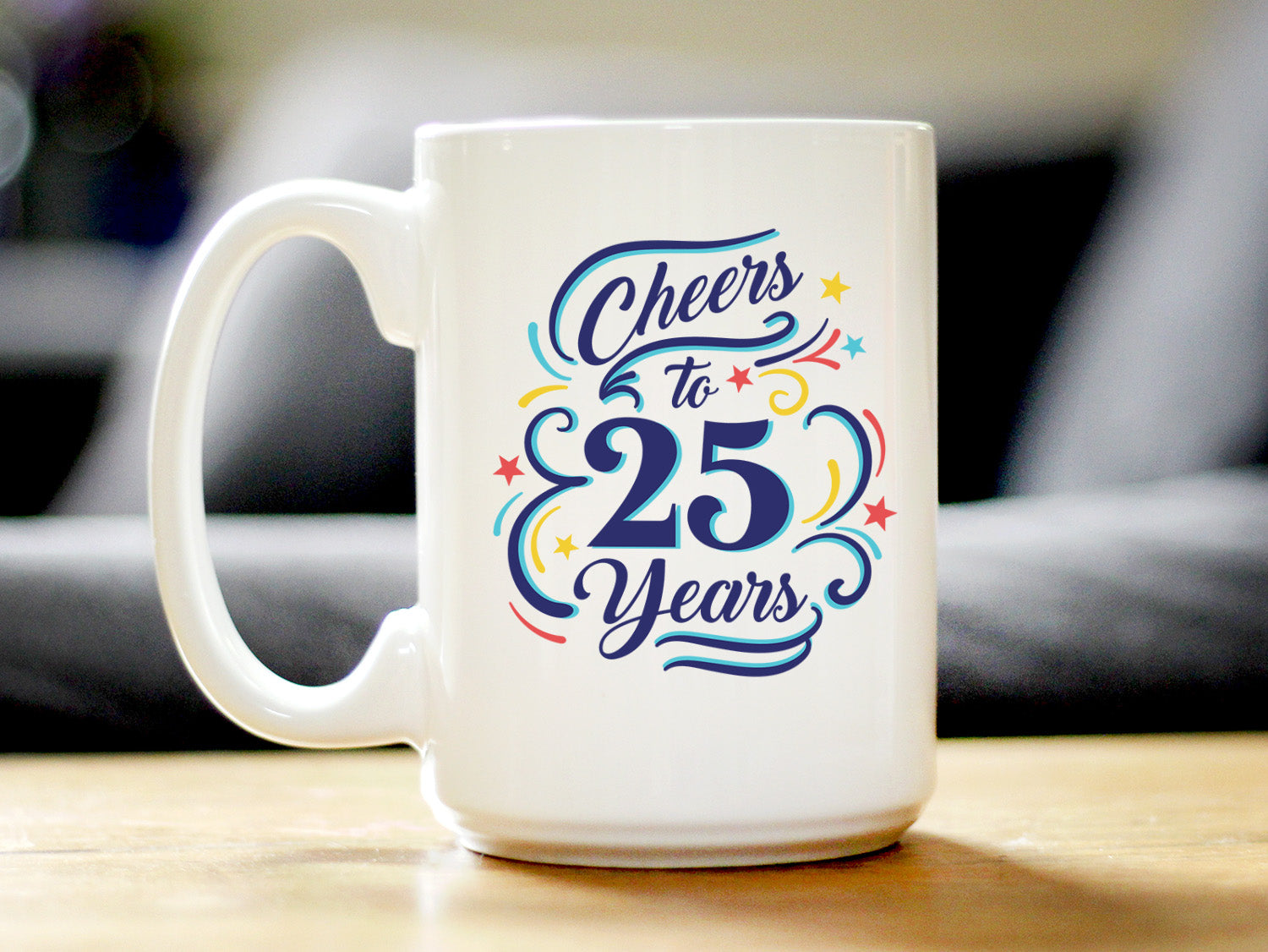 Cheers to 25 Years - Coffee Mug Gifts for Women & Men - 25th Anniversary Party Decor 15 oz