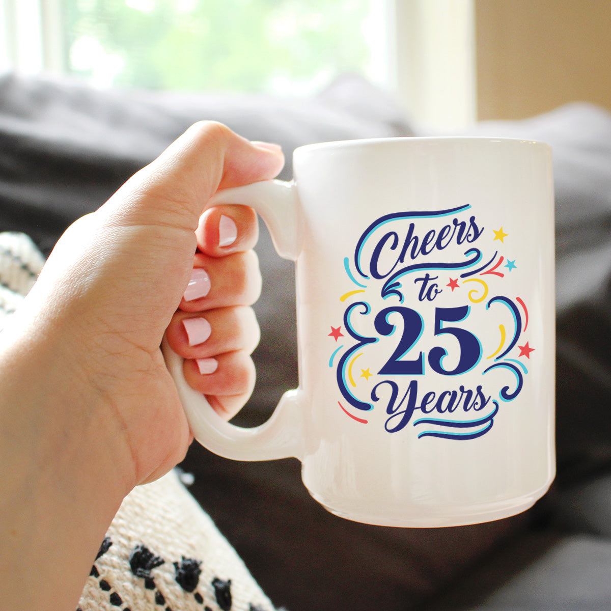 Cheers to 25 Years - Coffee Mug Gifts for Women &amp; Men - 25th Anniversary Party Decor
