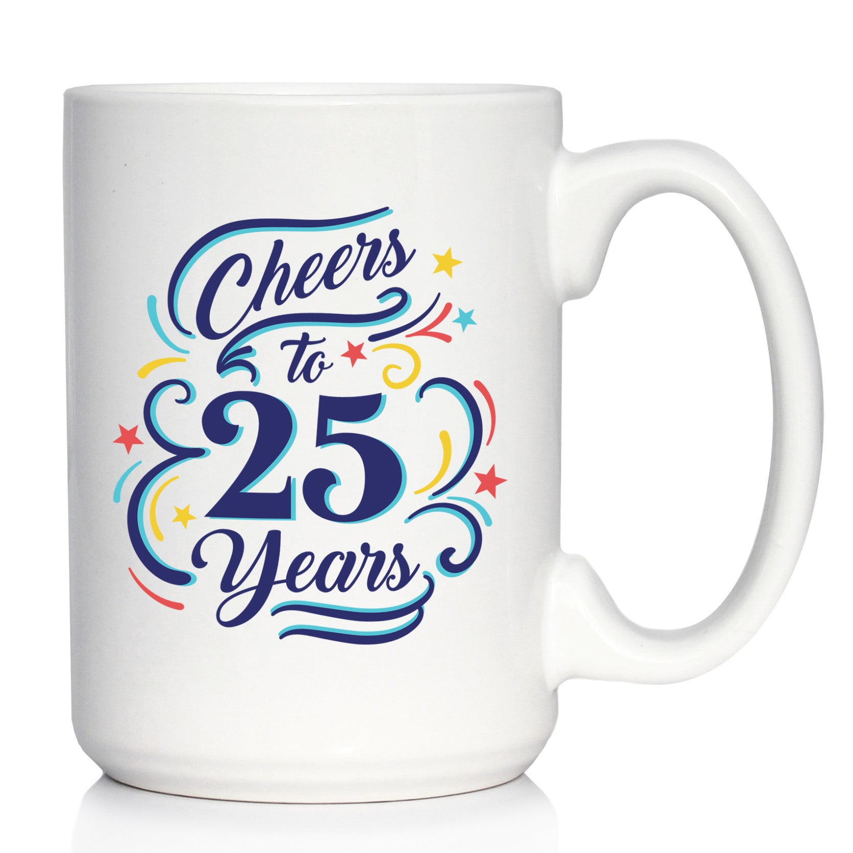Cheers to Years - Anniversary Party Cups & Decor - Engraved Glasses & Color Ceramic Coffee Mugs