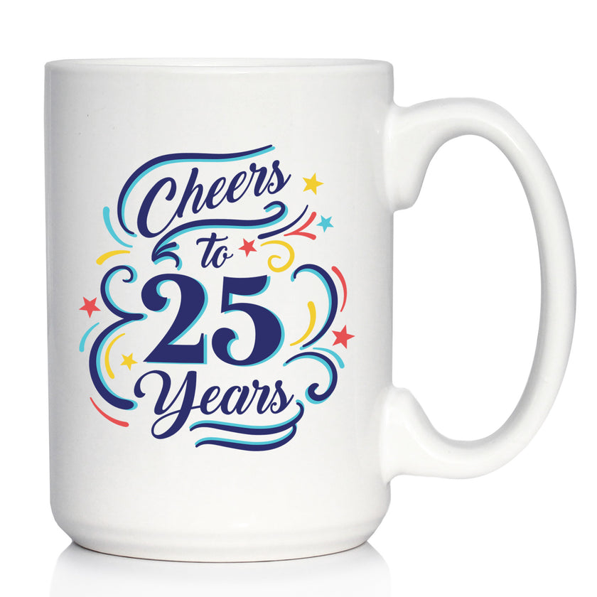 Cheers to Years - Anniversary Party Cups & Decor - Engraved Glasses & Color Ceramic Coffee Mugs