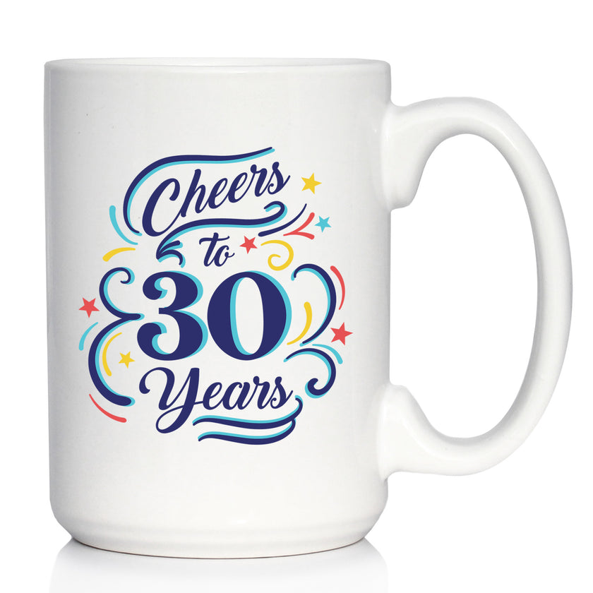 Cheers to Years - Anniversary Party Cups & Decor - Engraved Glasses & Color Ceramic Coffee Mugs