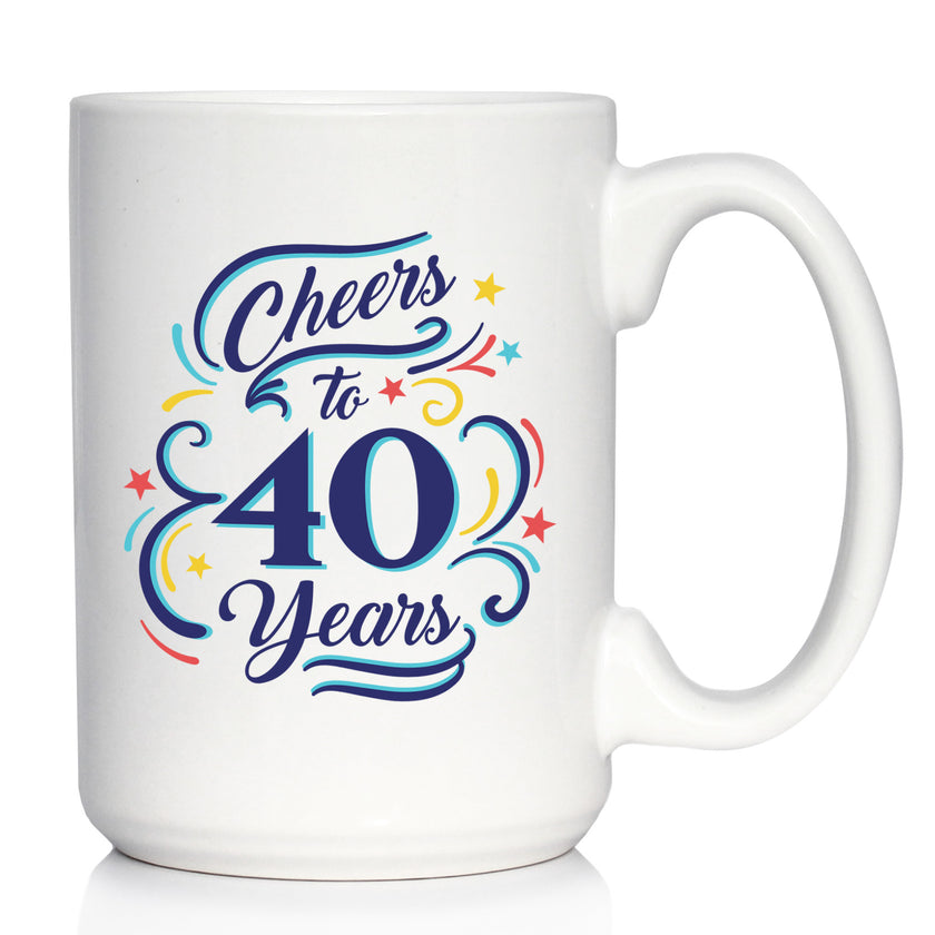 Cheers to Years - Anniversary Party Cups & Decor - Engraved Glasses & Color Ceramic Coffee Mugs