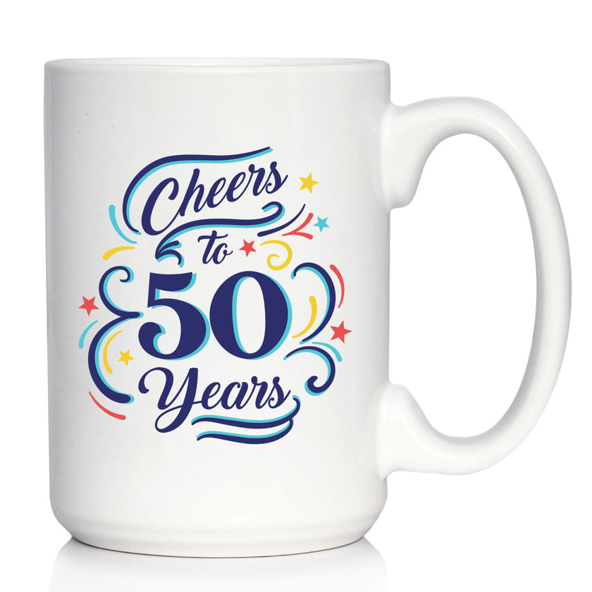 Cheers to Years - Anniversary Party Cups & Decor - Engraved Glasses & Color Ceramic Coffee Mugs