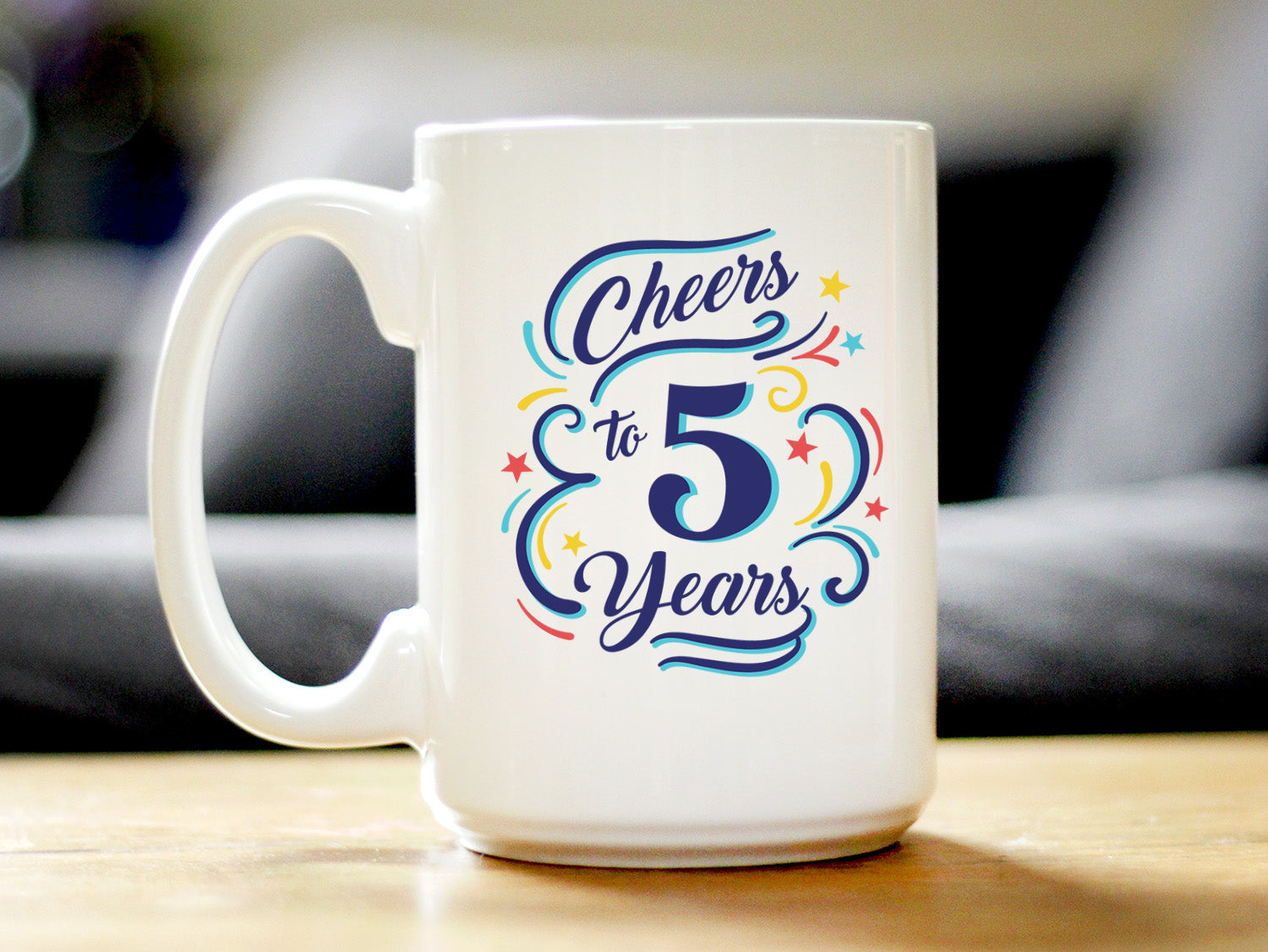 Cheers to 5 Years - Coffee Mug Gifts for Women & Men - 5th Anniversary Party Decor