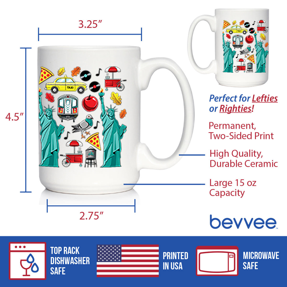 New York City Coffee Mug NYC Gifts and Souvenirs White Ceramic Coffee Cup