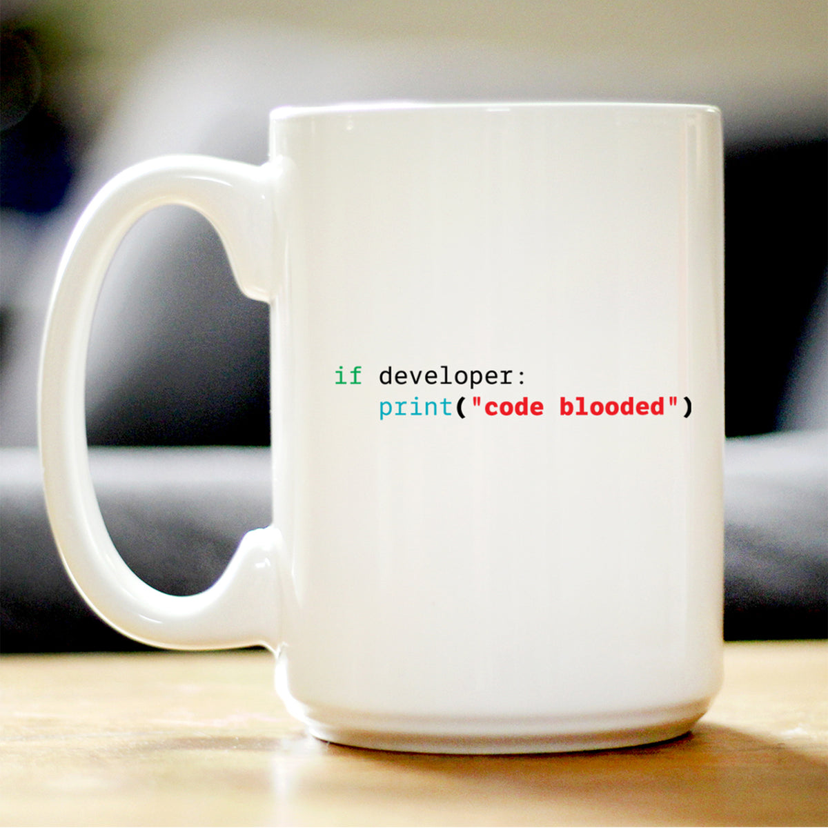 Code Blooded Coffee Mug Funny Tech Gifts for Programmer, Coder & Computer Geeks White Ceramic Coffee Cup