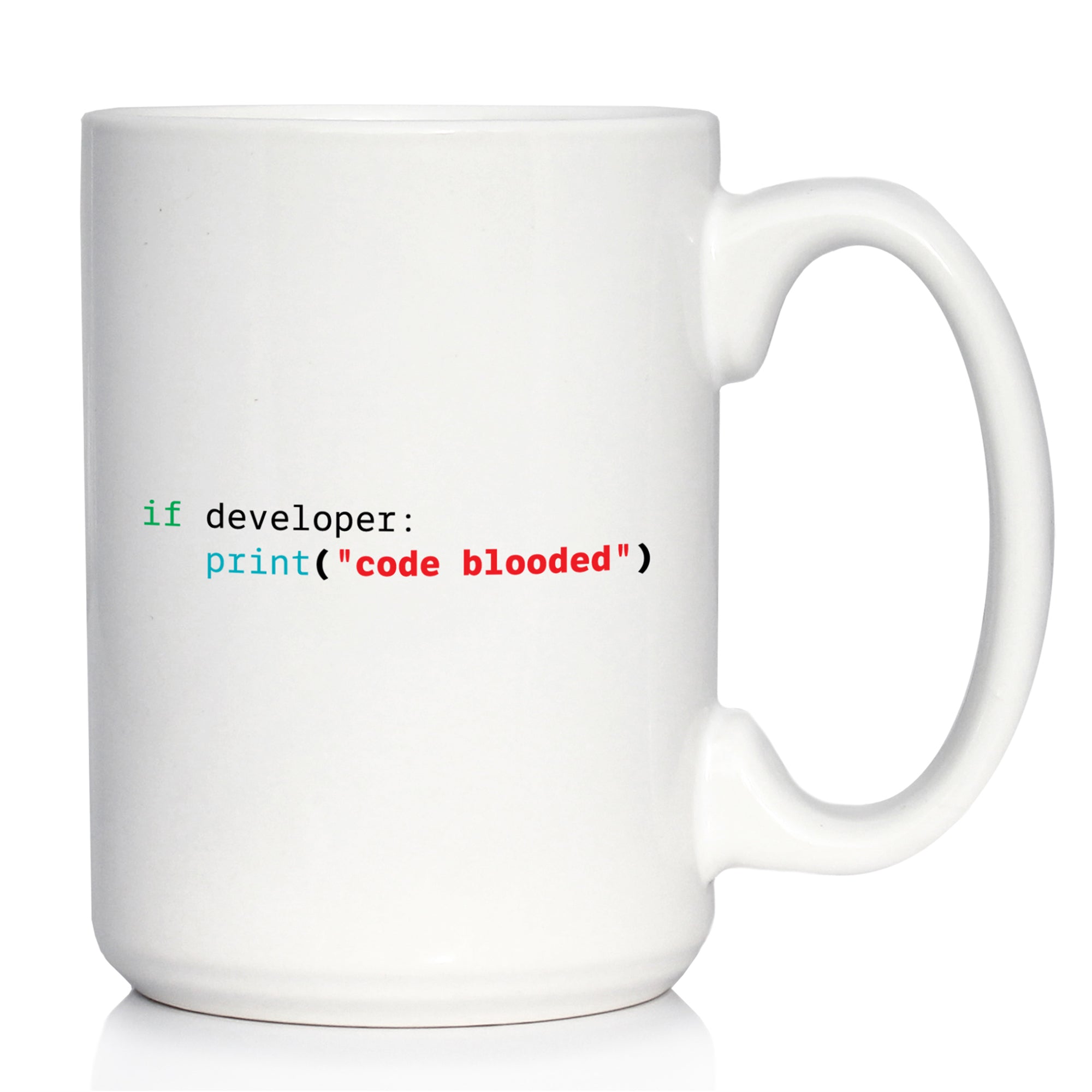 Code Blooded Coffee Mug Funny Tech Gifts for Programmer, Coder & Computer Geeks White Ceramic Coffee Cup