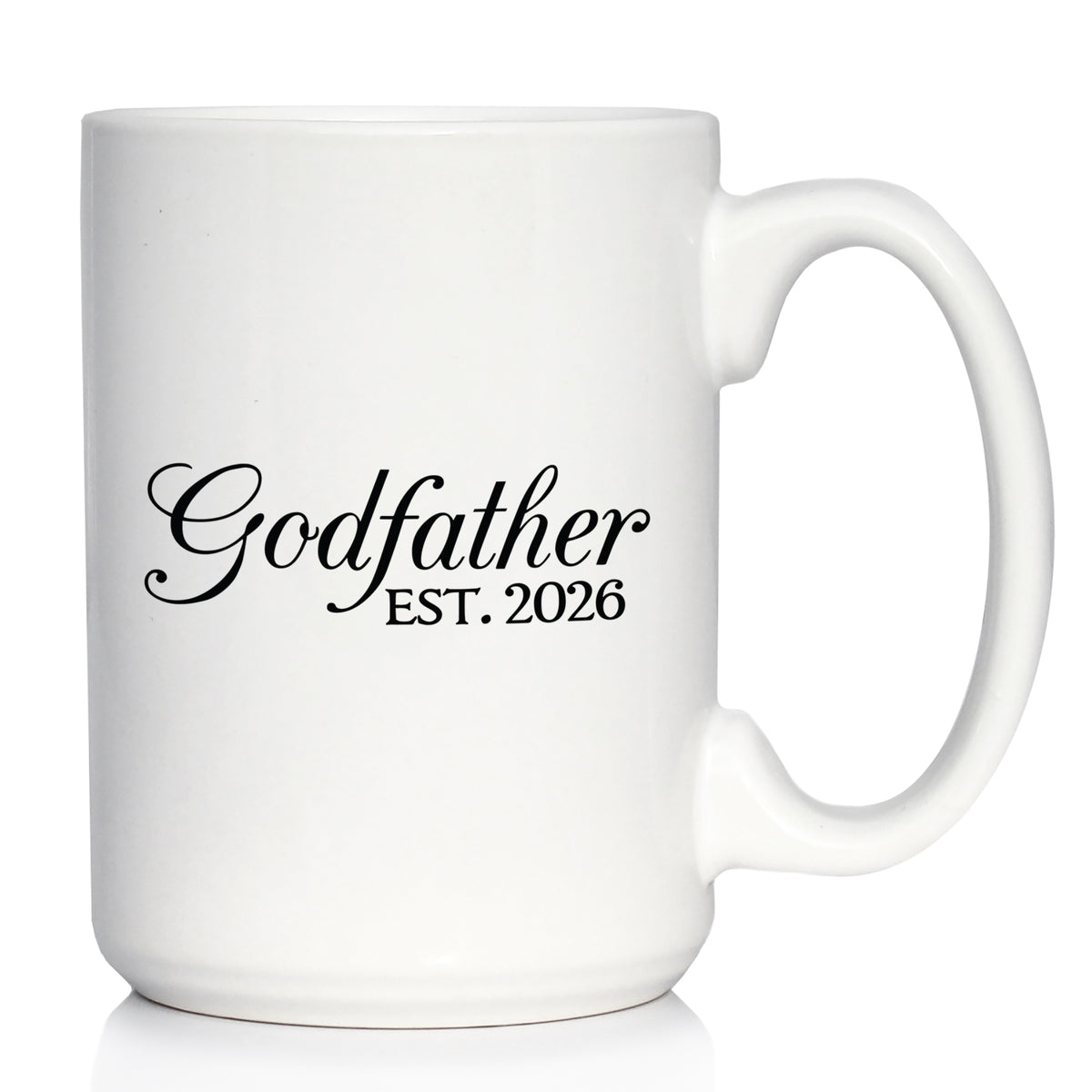 Godfather Est 2026 - Coffee Mug - New Godfather Gift for First Time Godparents - Decorative White Ceramic Coffee Cup