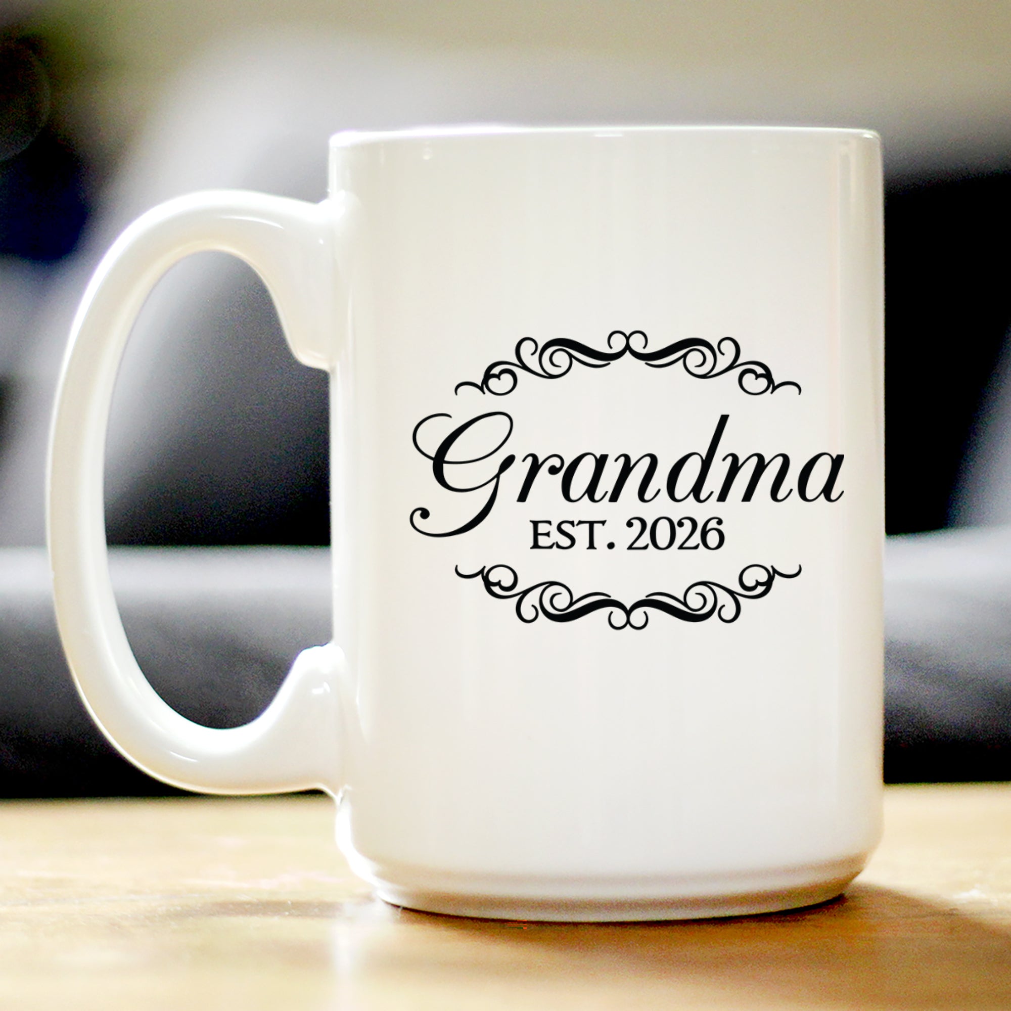 Grandma Est 2026 - Coffee Mug - New Grandmother Gift for First Time Grandparents - Decorative White Ceramic Coffee Cup