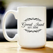 Great Aunt Est 2026 - Coffee Mug - New Great Aunt Gift for First Time Great Aunts - Decorative White Ceramic Coffee Cup