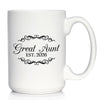 Great Aunt Est 2026 - Coffee Mug - New Great Aunt Gift for First Time Great Aunts - Decorative White Ceramic Coffee Cup