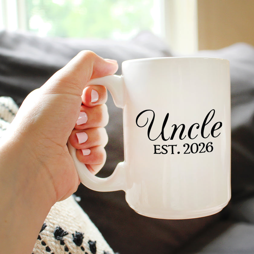 Uncle Est 2026 - Coffee Mug - New Uncle Gift for First Time Uncles - Decorative White Ceramic Coffee Cup
