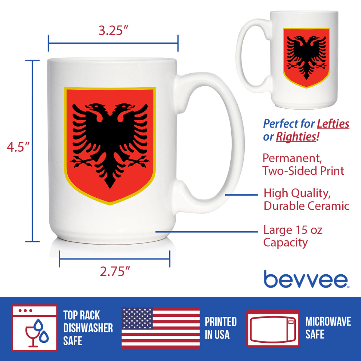 Albania Flag Coffee Mug - Country Pride Themed Drinking Decor and Gifts for Albanians