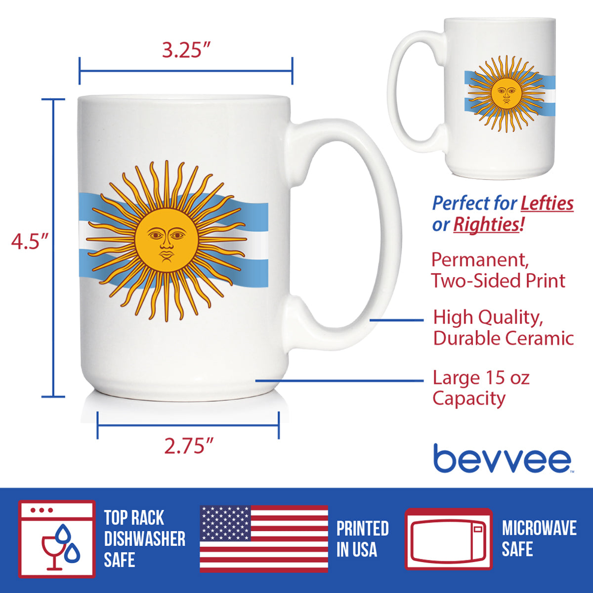 Argentina Flag Coffee Mug - Country Pride Themed Drinking Decor and Gifts for Argentinians