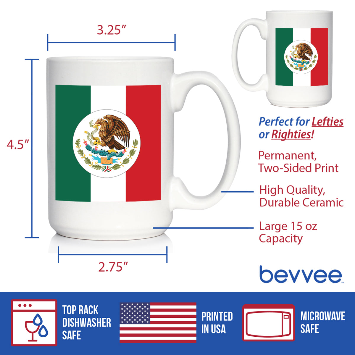 Mexico Flag Coffee Mug - Country Pride Themed Drinking Decor and Gifts for Mexicans