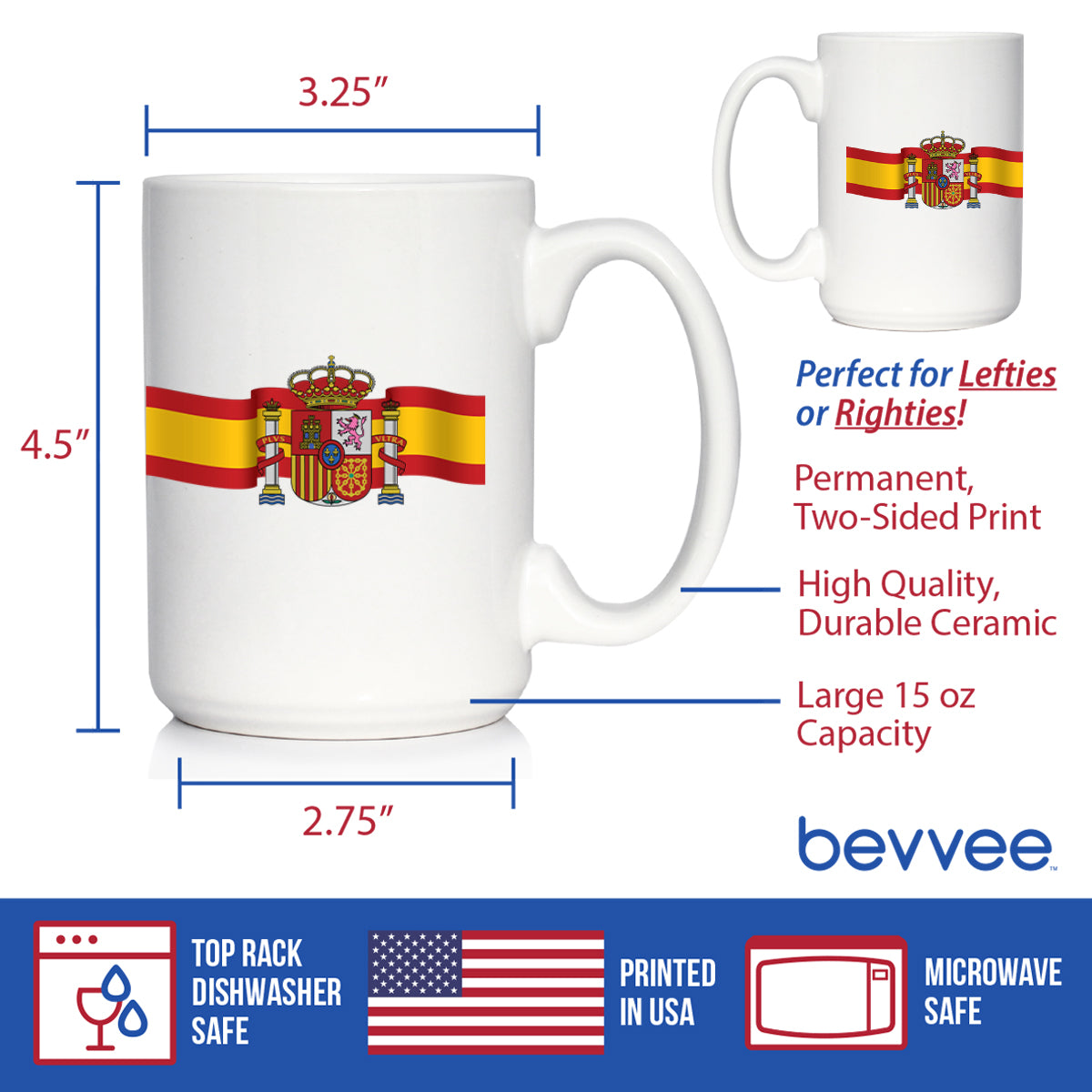 Spain Flag Coffee Mug - Country Pride Themed Drinking Decor and Gifts for Spaniards