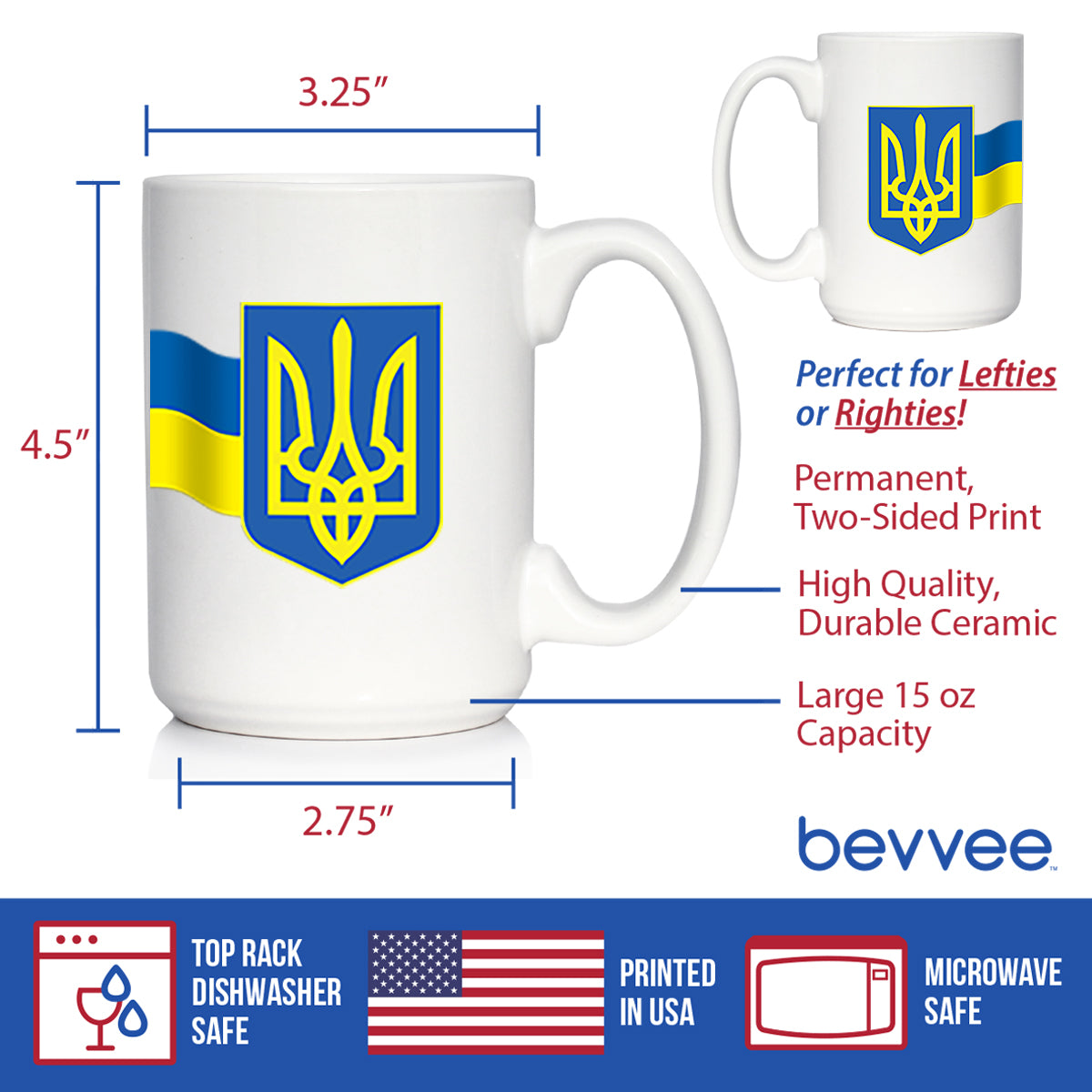 Ukraine Flag Coffee Mug Ukranian Gifts and Souvenirs White Ceramic Coffee Cup