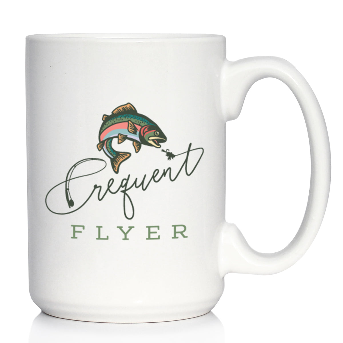 Frequent Flyer Coffee Mug Fly Fishing Accessories and Gifts White Ceramic Coffee Cup