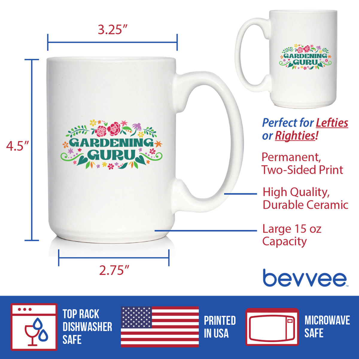 Gardening Guru Coffee Mug Gardening Gifts for Gardeners White Ceramic Coffee Cup