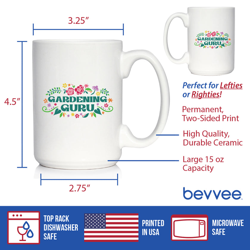 Gardening Guru Coffee Mug Gardening Gifts for Gardeners White Ceramic Coffee Cup