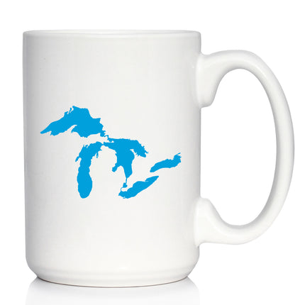 Great Lakes Map Coffee Mug - Unique Art Gifts for Midwestern Women & Men