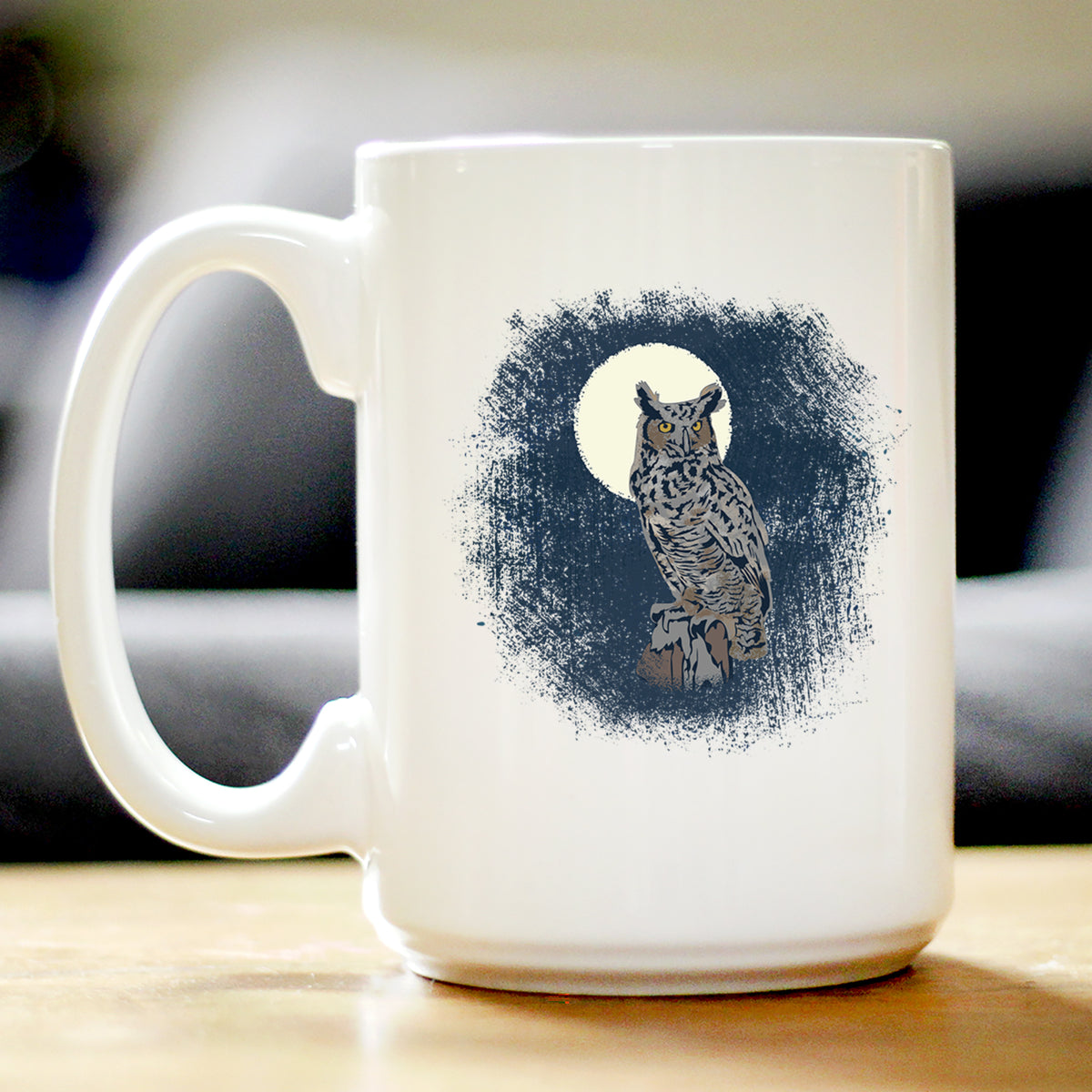 Great Horned Owl Coffee Mug Owl Decor and Bird Lover Gifts White Ceramic Coffee Cup