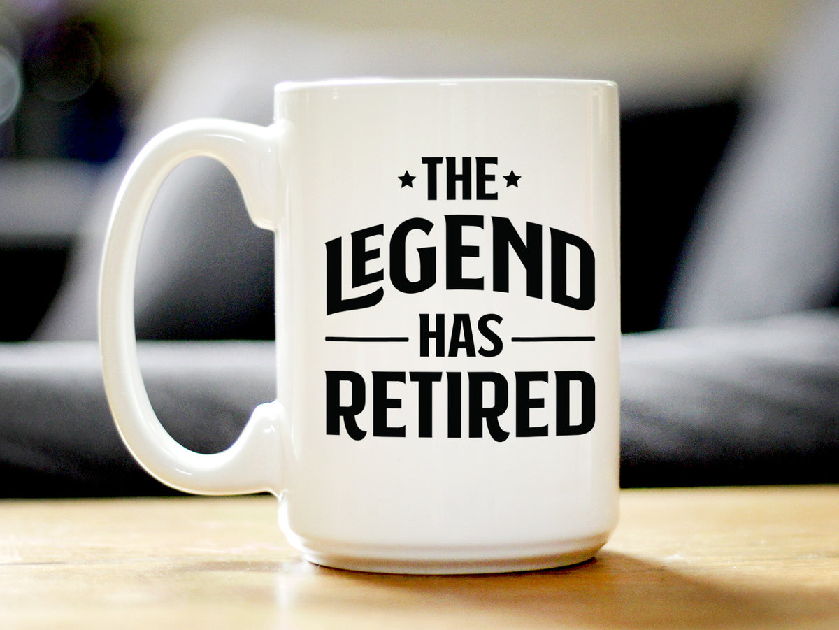 The Legend Has Retired - Funny Coffee Mug Retirement Gift for Boss or Coworkers - Large 15 Oz Ceramic Coffee Cup…