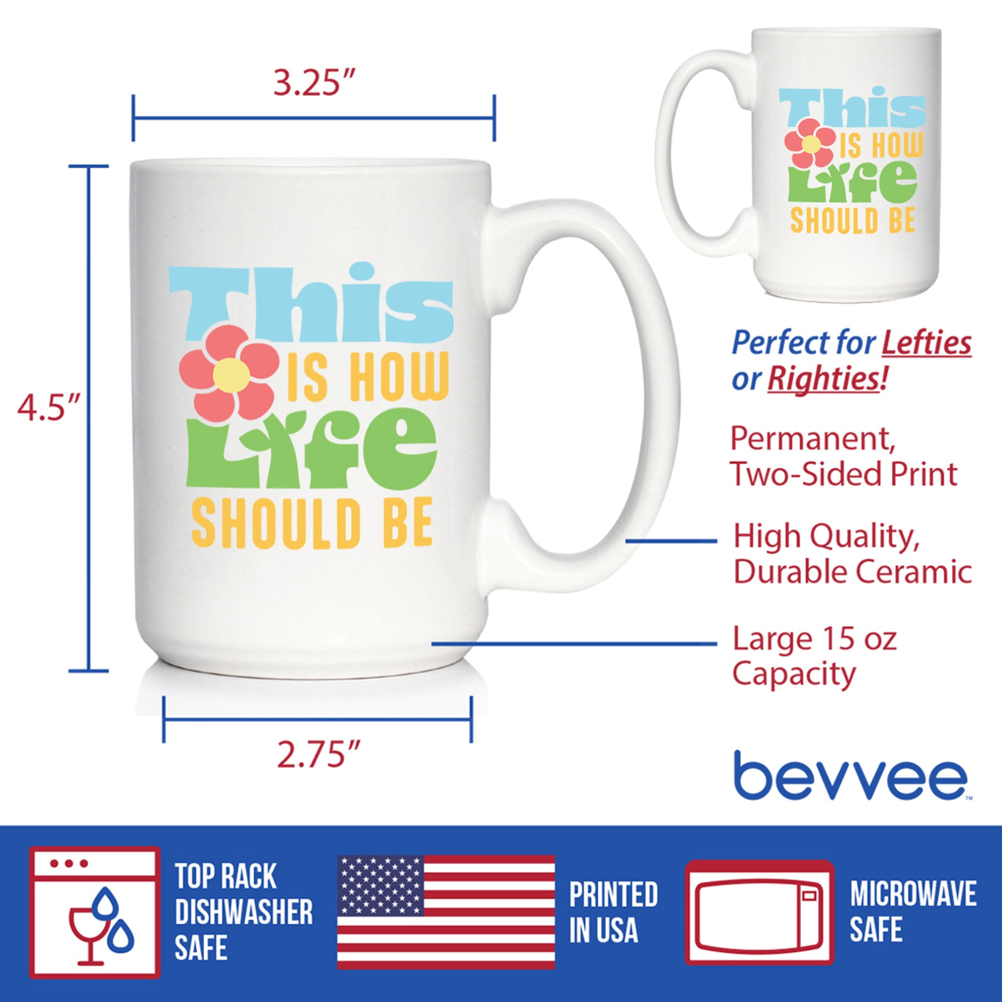 Life Should Be Coffee Mug Inspirational Gifts for Women White Ceramic Coffee Cup