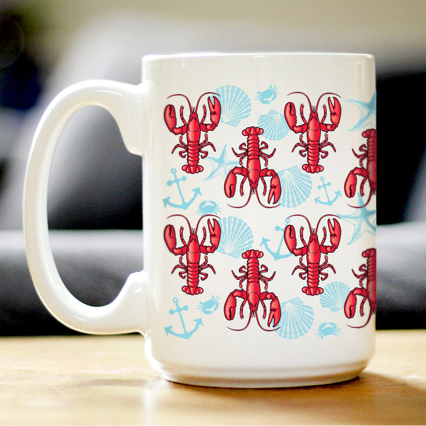 Lobster 2 Coffee Mug Lobster Gifts, Maine Souvenirs and Decor  White Ceramic Coffee Cup
