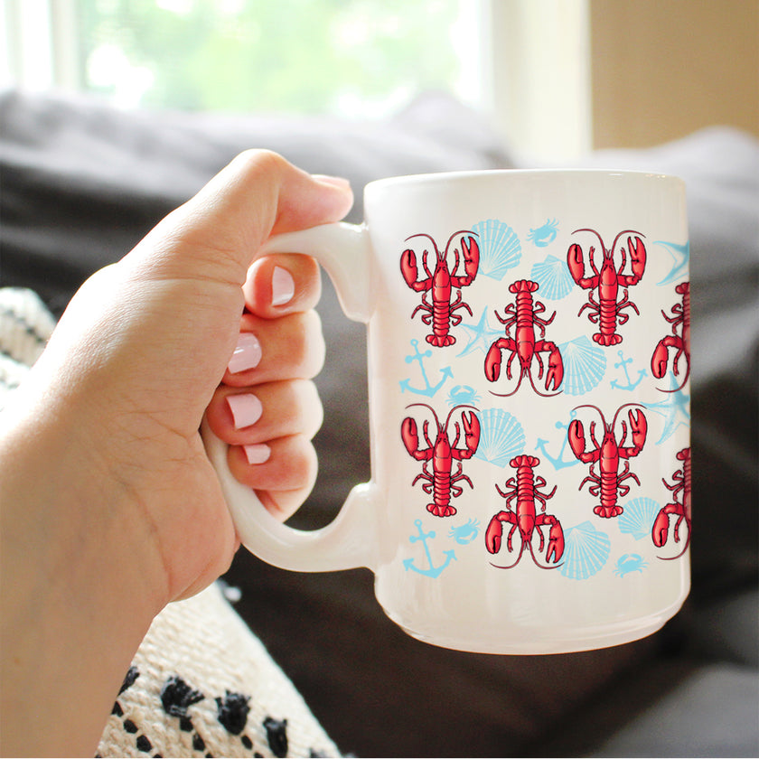Lobster 2 Coffee Mug Lobster Gifts, Maine Souvenirs and Decor  White Ceramic Coffee Cup