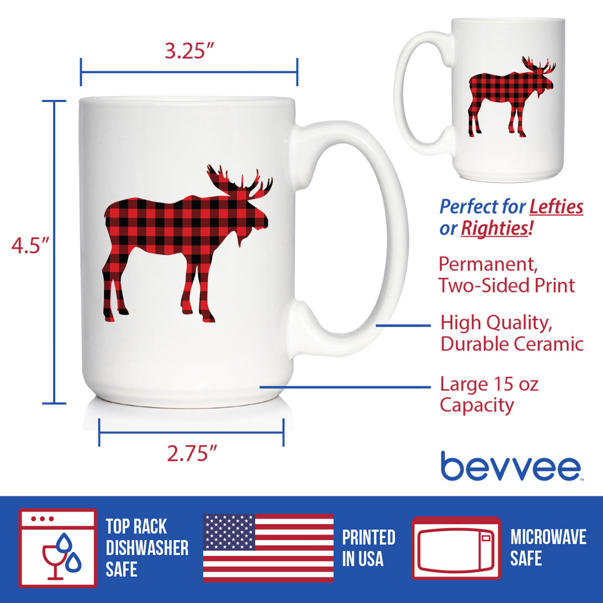 Moose Coffee Mug - Cabin Themed Gifts or Rustic Decor for Women and Men