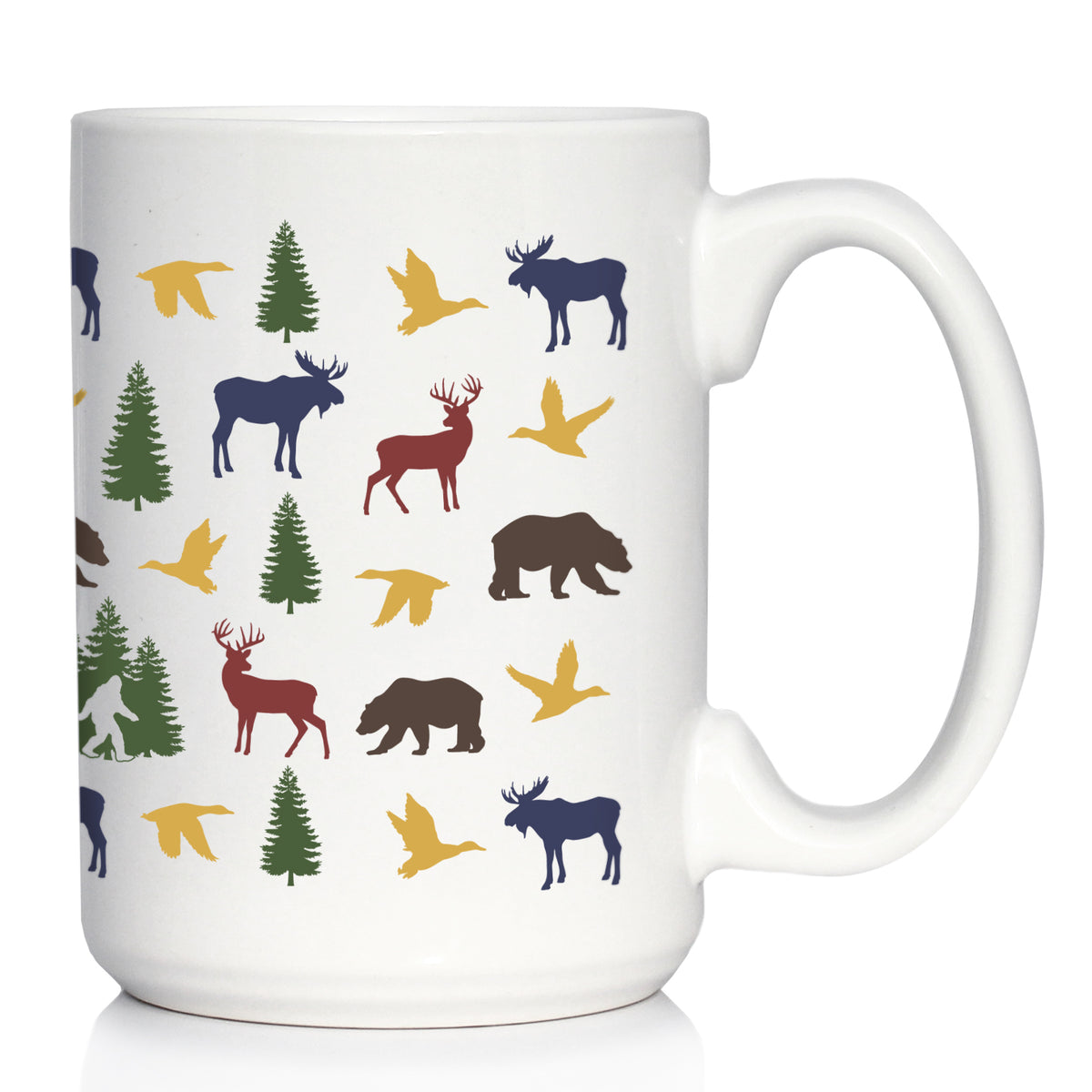 Rustic Outdoor Animals Coffee Mug - Nature Lovers Gifts for Women &amp; Men - Large 15oz &amp; 11oz White Ceramic Mugs