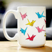 Origami Paper Crane Coffee Mug Japanese Decor and Gifts White Ceramic Coffee Cup