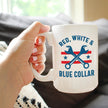 Red White & Blue Collar Coffee Mug Gifts for American Patriots White Ceramic Coffee Cup